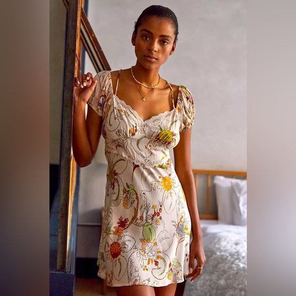 Anthropologie Dainty Mini Dress (Looks like a Night Gown) Adj Straps Open Back - Picture 1 of 16